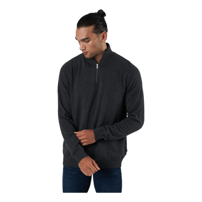 Jjebasic Knit Half Zip Dark Grey Melange