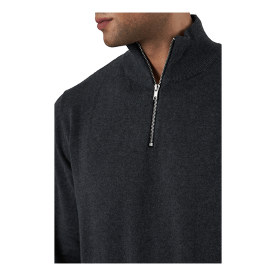 Jjebasic Knit Half Zip Dark Grey Melange