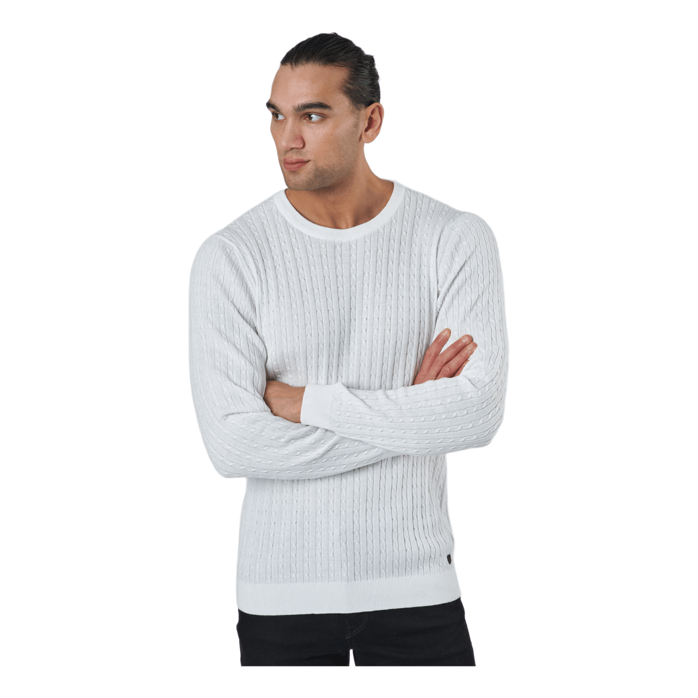 Jprblawinter Cable Knit Crew N Blanc De Blanc