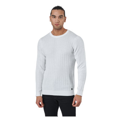 Jprblawinter Cable Knit Crew N Blanc De Blanc