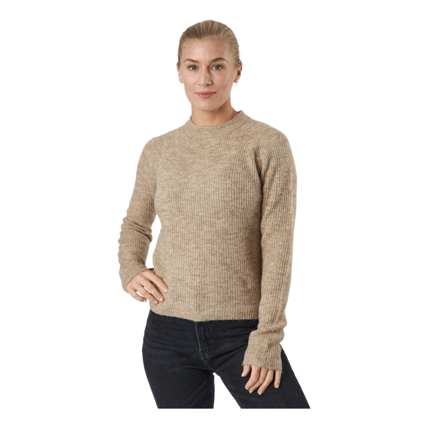 Pcellen Ls O-neck Knit  Bc Silver Mink