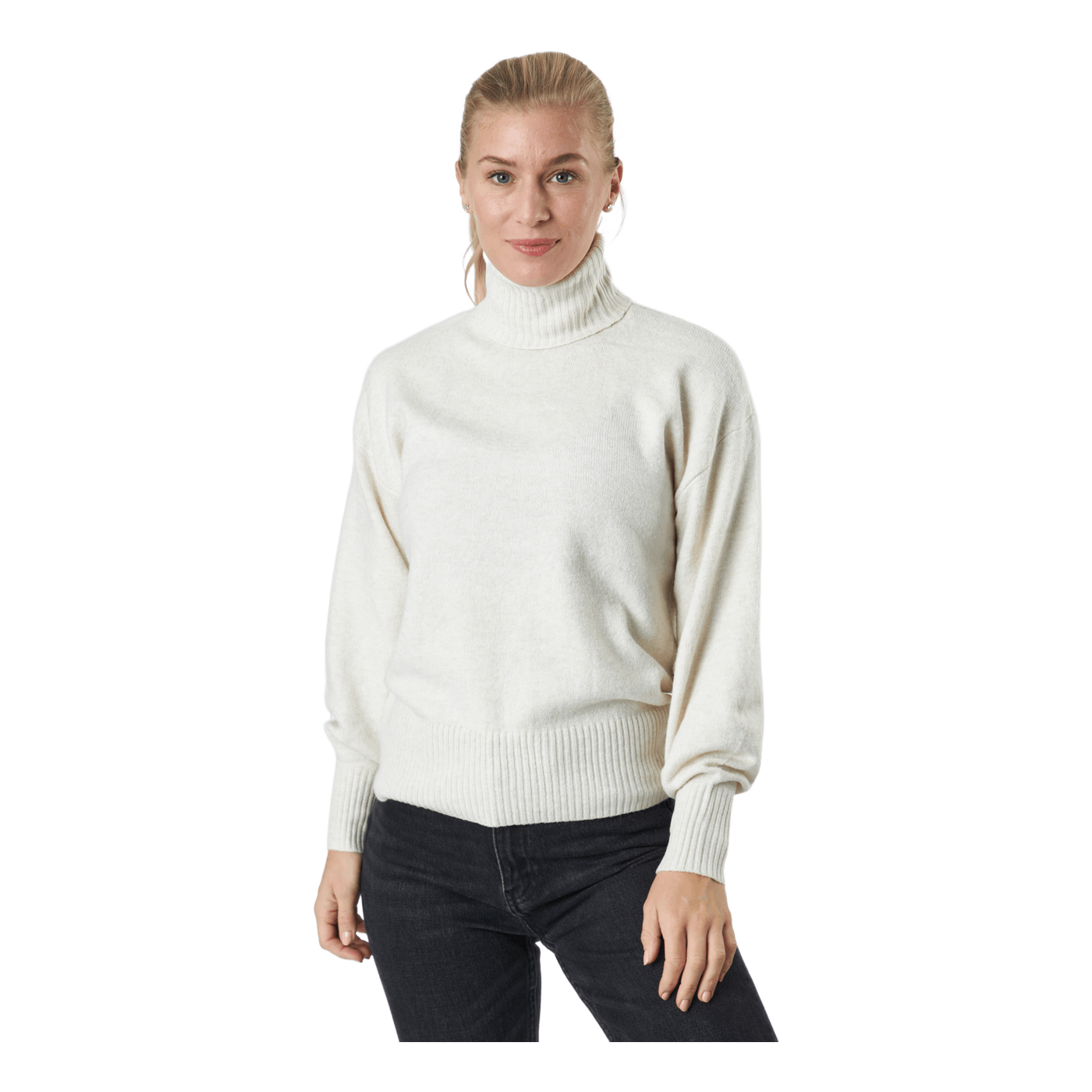 Pccava Ls High Neck Knit  Bc Birch