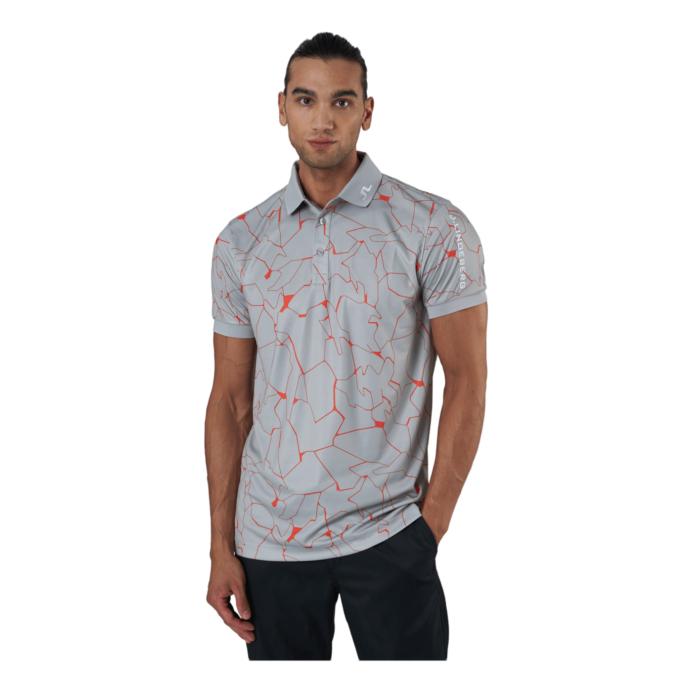 Tour Tech Reg Fit Print Polo Slit Grey