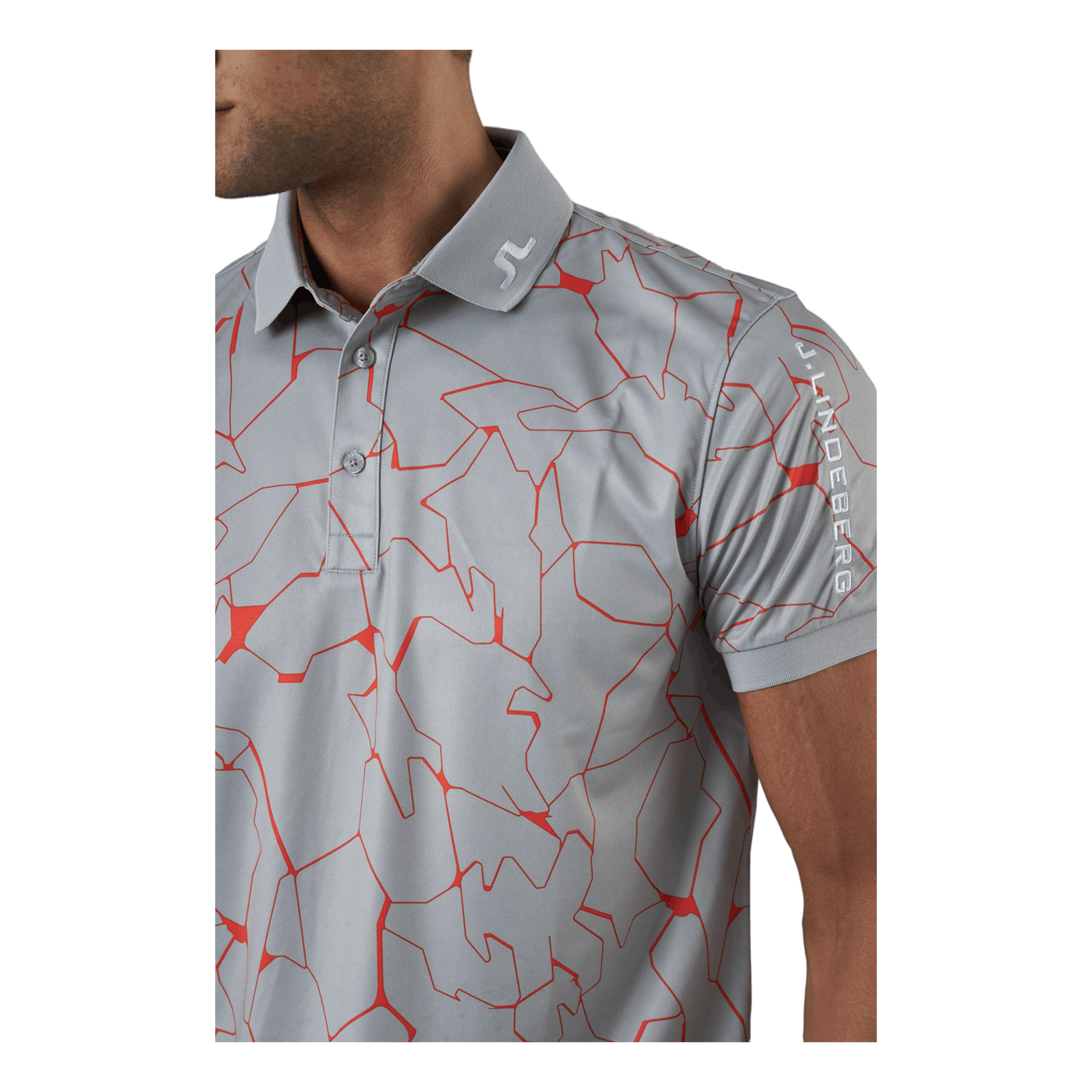 Tour Tech Reg Fit Print Polo Slit Grey