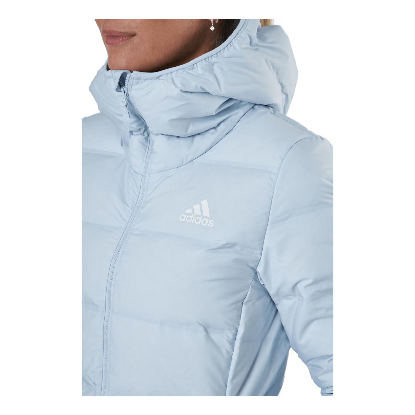 Women Helionic Down Hooded Jacket Halo Blue