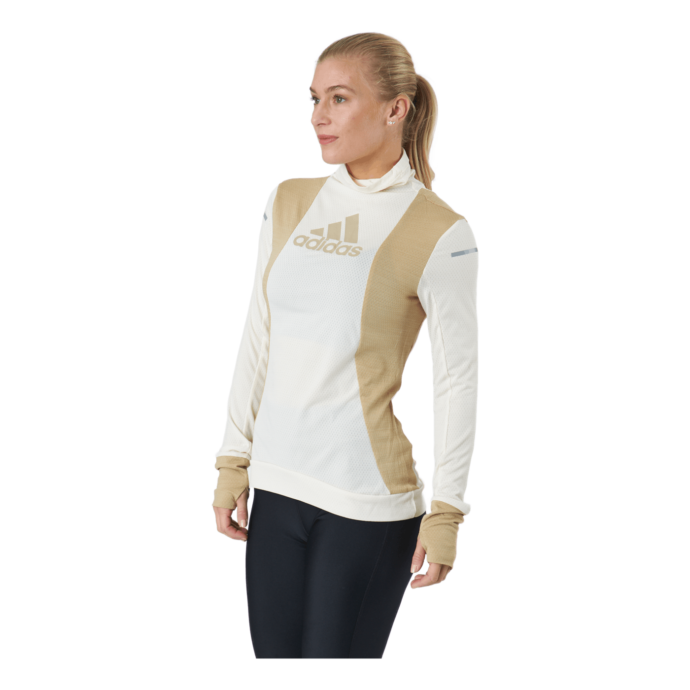 Adidas Blocked Longsleeve Tee Women Wonder White / Beige Tone