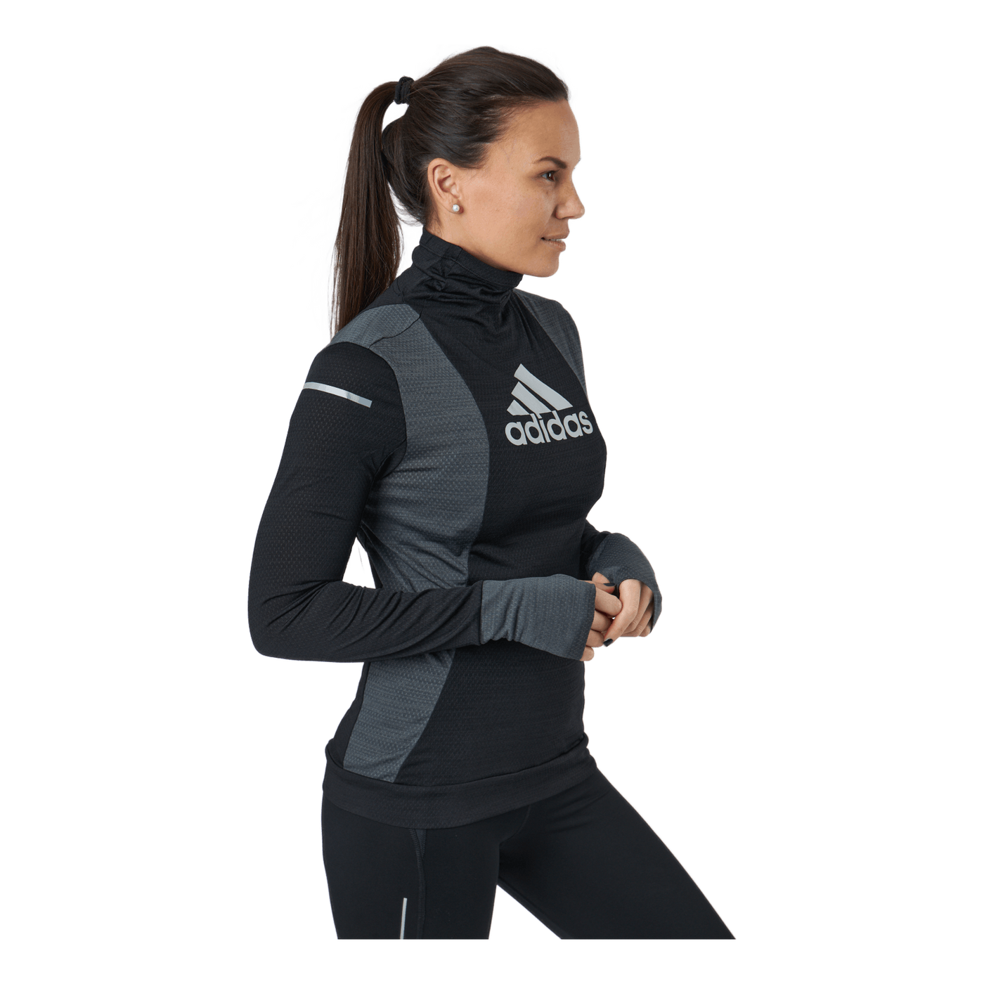 Adidas Blocked Longsleeve Tee Women Black / Grey Six