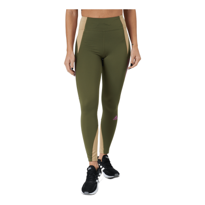 Own The Run Block 7/8 Running Leggings Women Focus Olive / Beige Tone