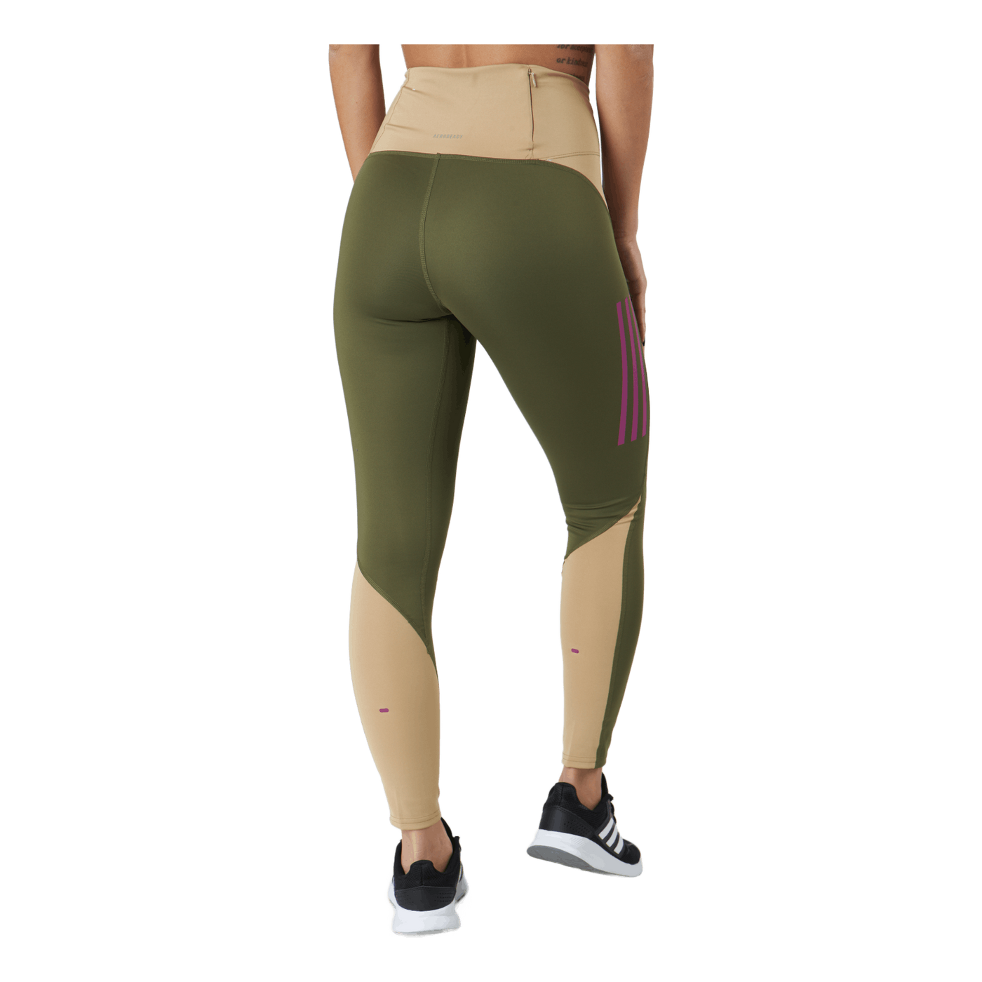 Own The Run Block 7/8 Running Leggings Women Focus Olive / Beige Tone