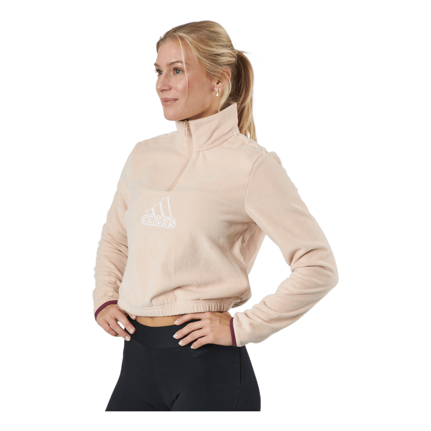 Brand Love Polarfleece Half-Zip Sweatshirt Halo Blush / White / Victory Crimson