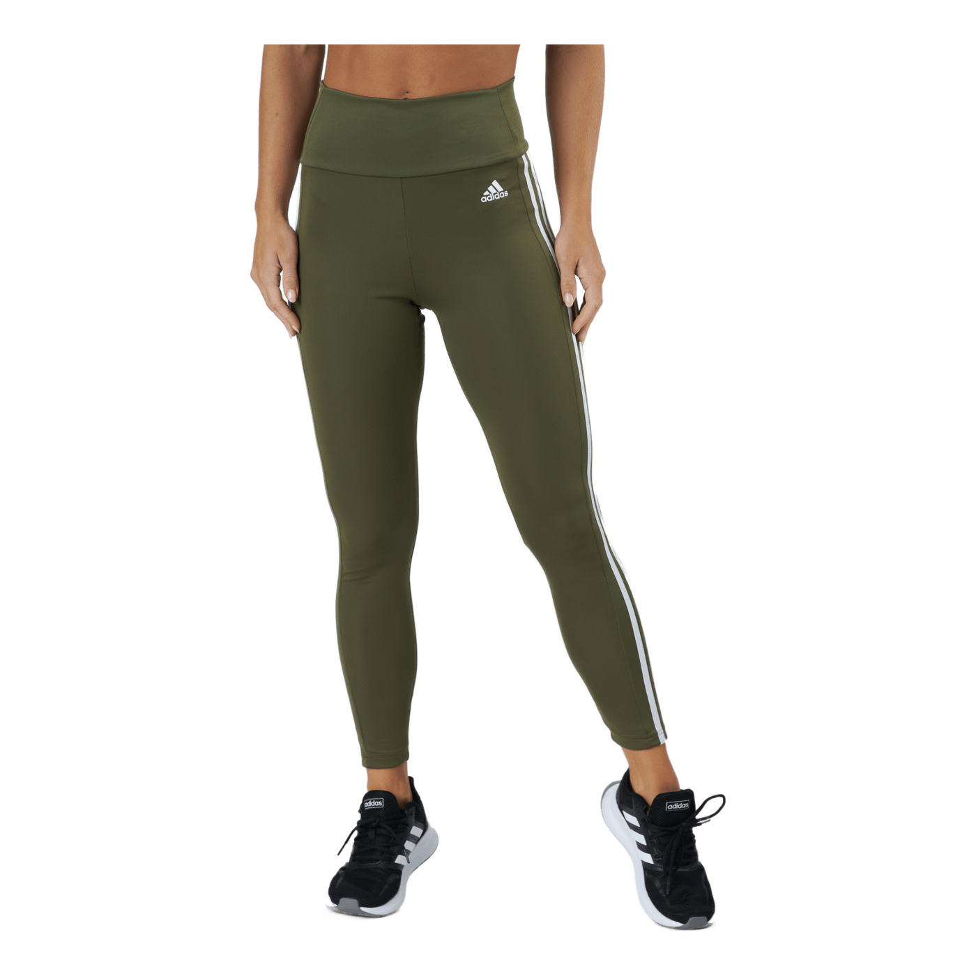 High Rise 3-Stripes 7/8 Tights Focus Olive / White