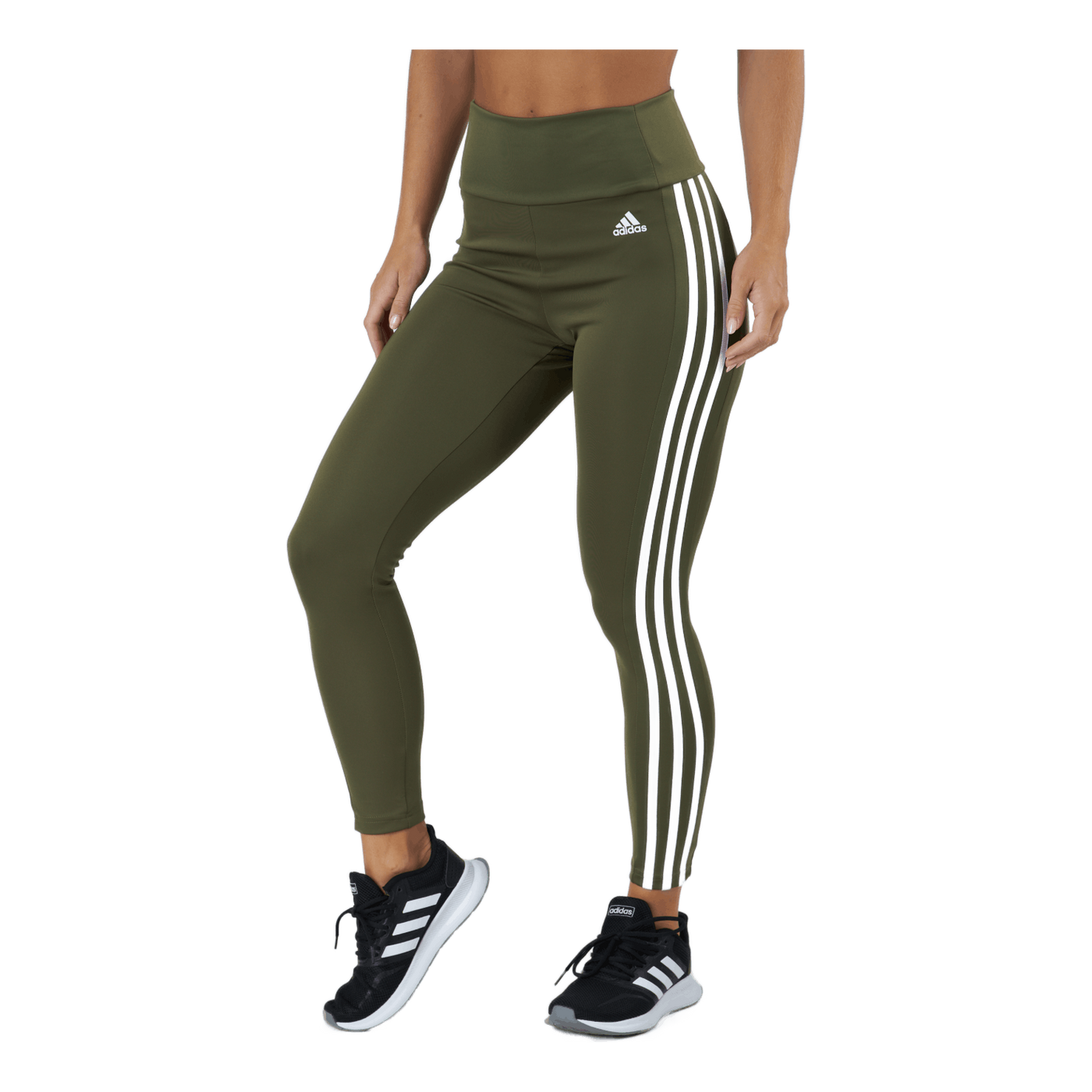 High Rise 3-Stripes 7/8 Tights Focus Olive / White