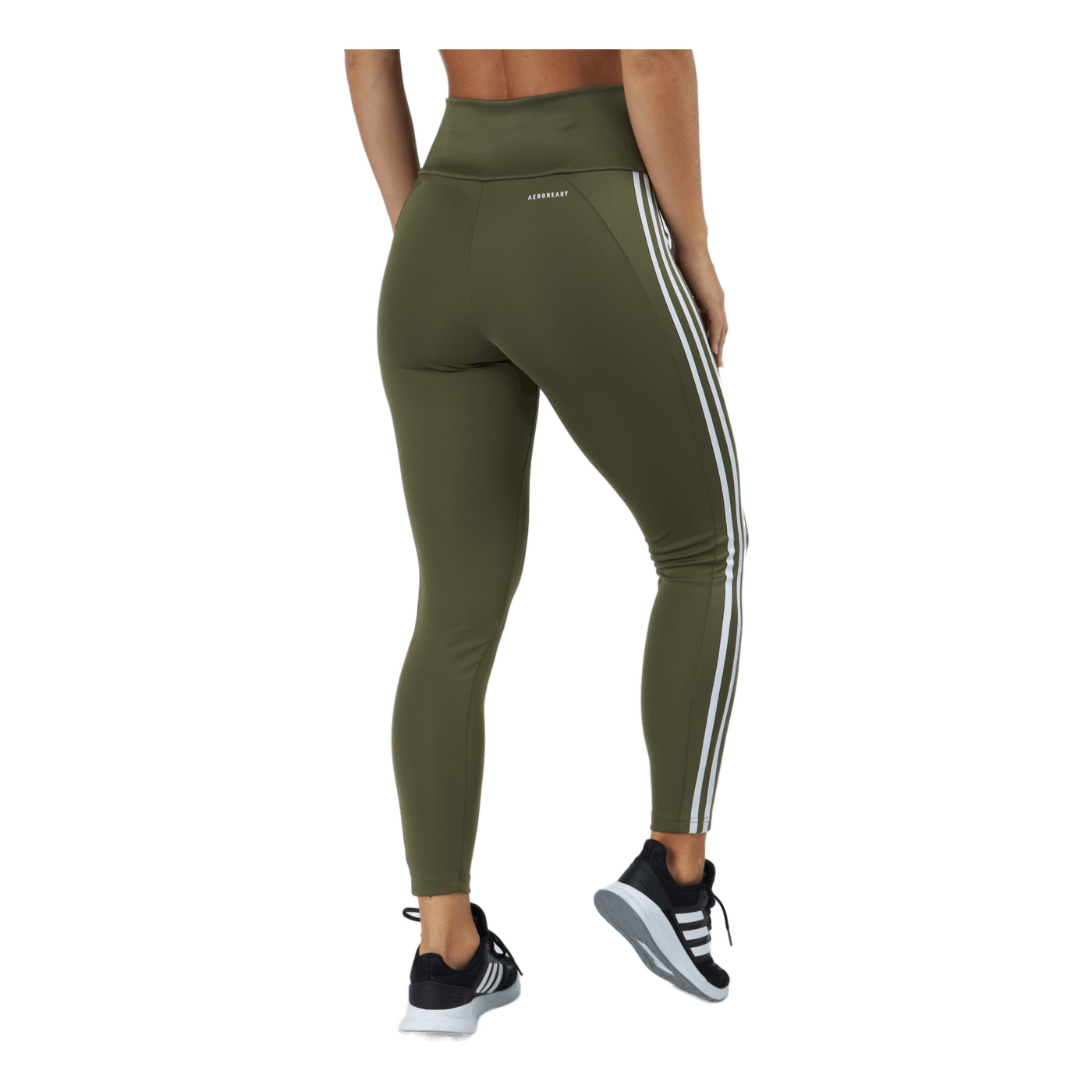 High Rise 3-Stripes 7/8 Tights Focus Olive / White