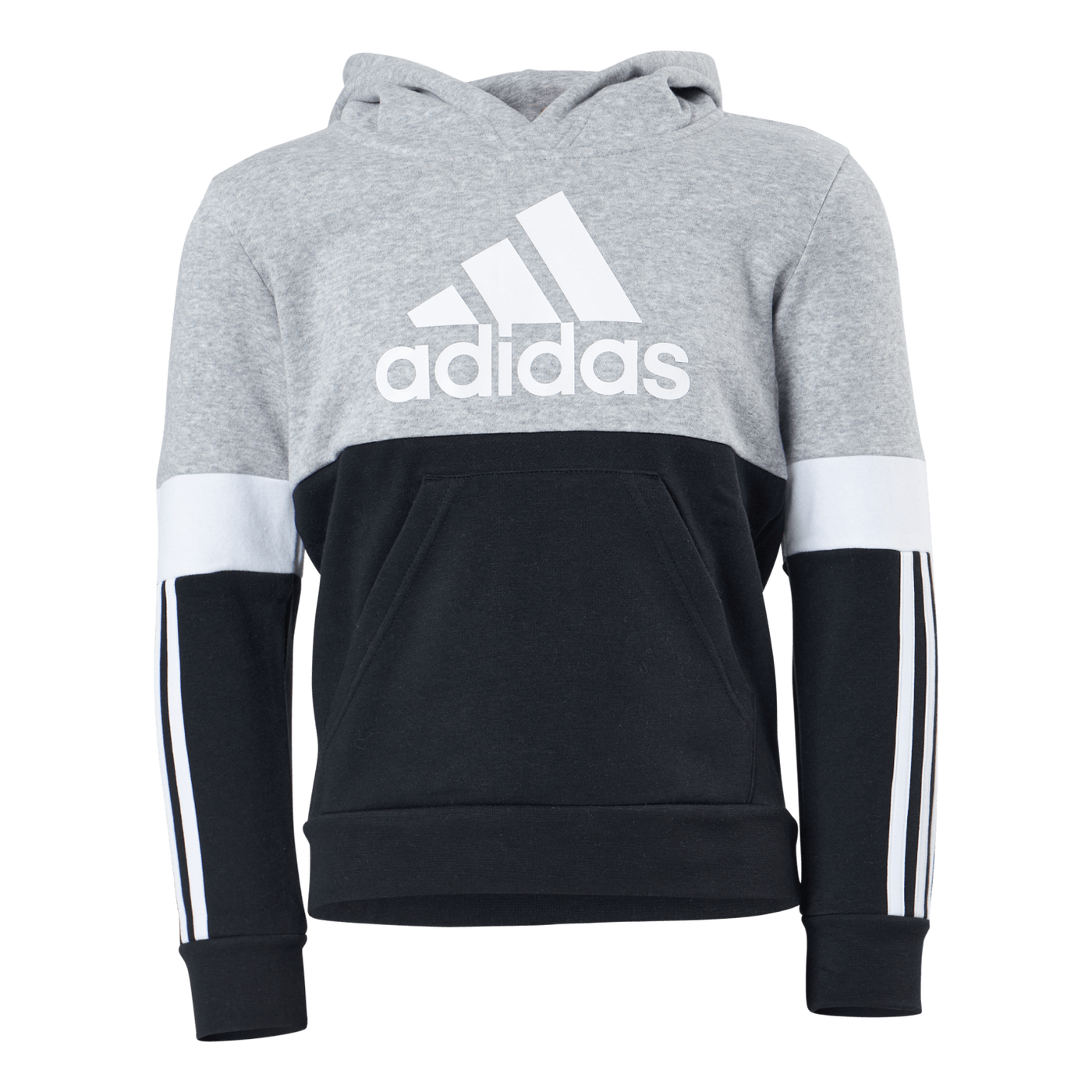 Adidas Boys Colorblock Hoodie Black / Medium Grey Heather / White