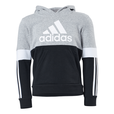 Adidas Boys Colorblock Hoodie Black / Medium Grey Heather / White