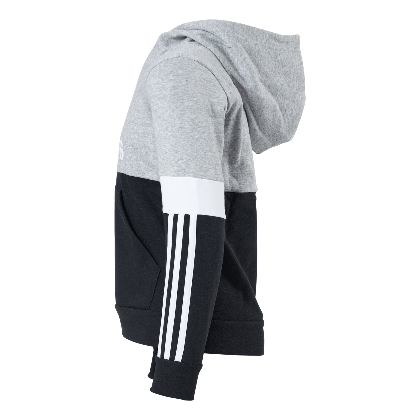 Adidas Boys Colorblock Hoodie Black / Medium Grey Heather / White