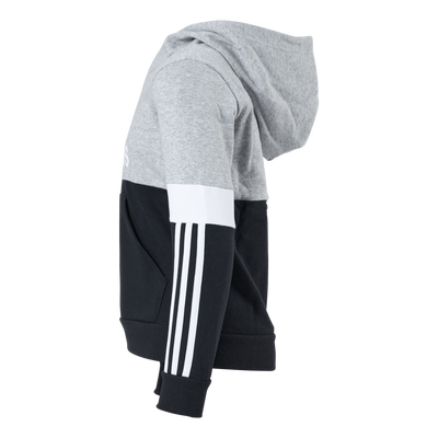 Adidas Boys Colorblock Hoodie Black / Medium Grey Heather / White