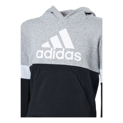 Adidas Boys Colorblock Hoodie Black / Medium Grey Heather / White