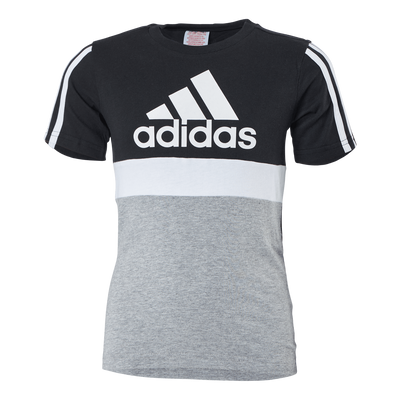 Adidas Boys Essentials Colorblock Tee Black / Medium Grey Heather / White