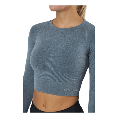 Rib Sml Crop Ls Grey Melange