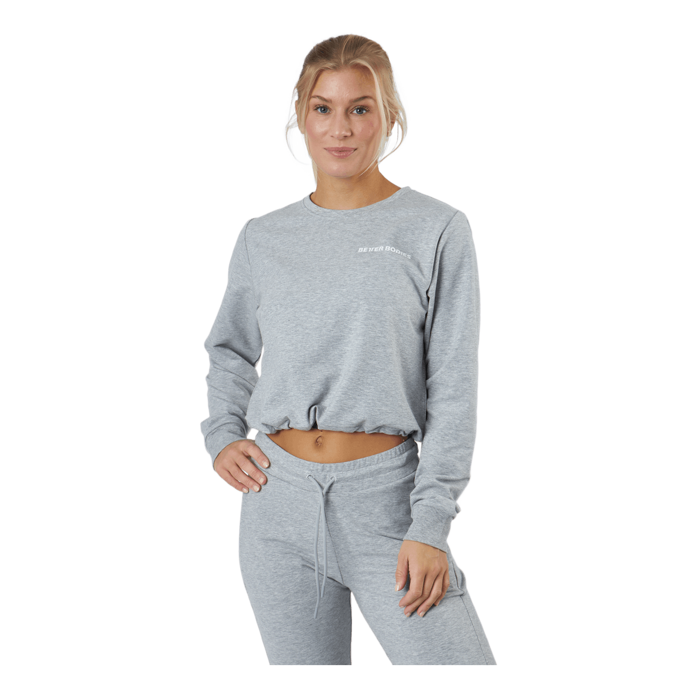 Empire Cropped Crew Light Grey Melange