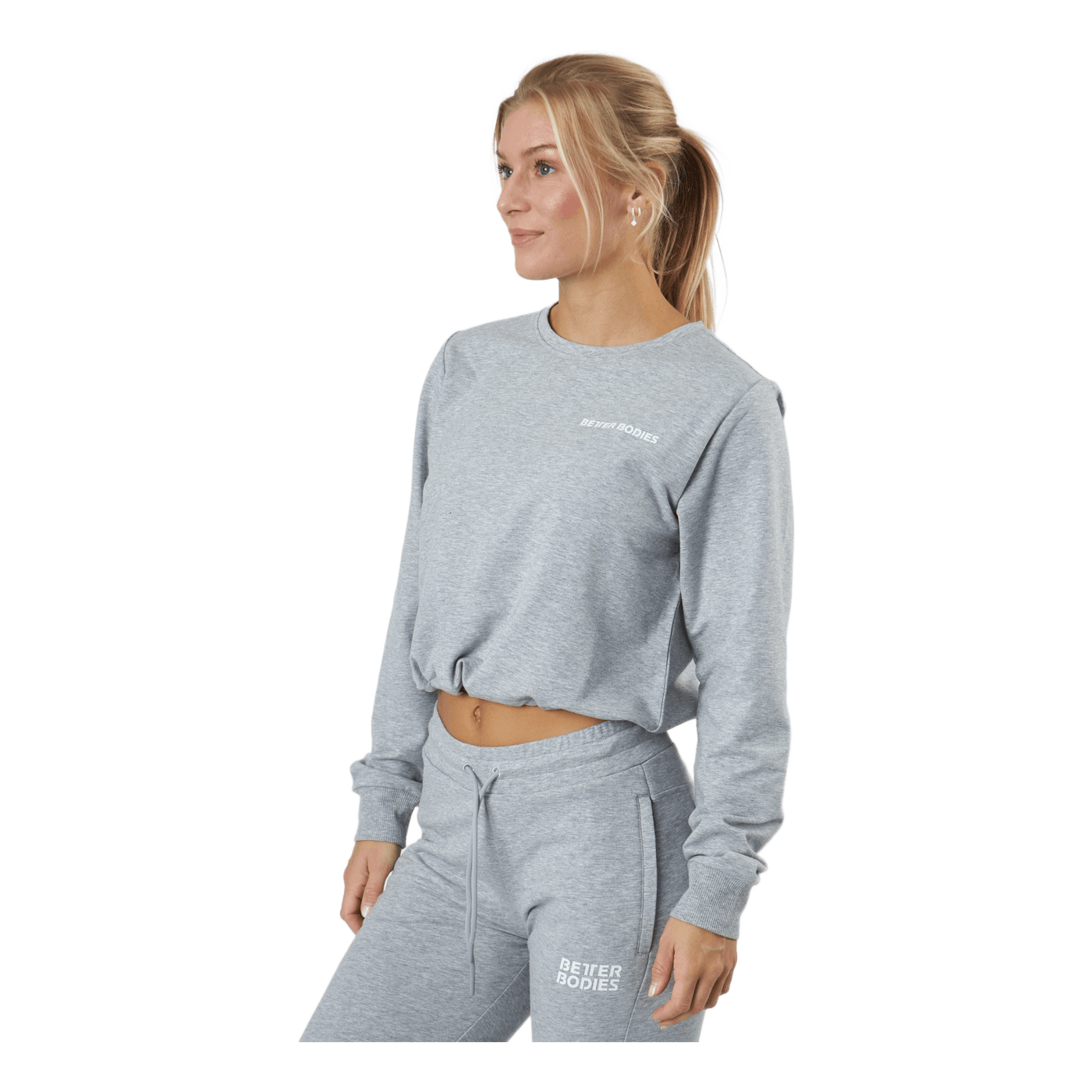 Empire Cropped Crew Light Grey Melange