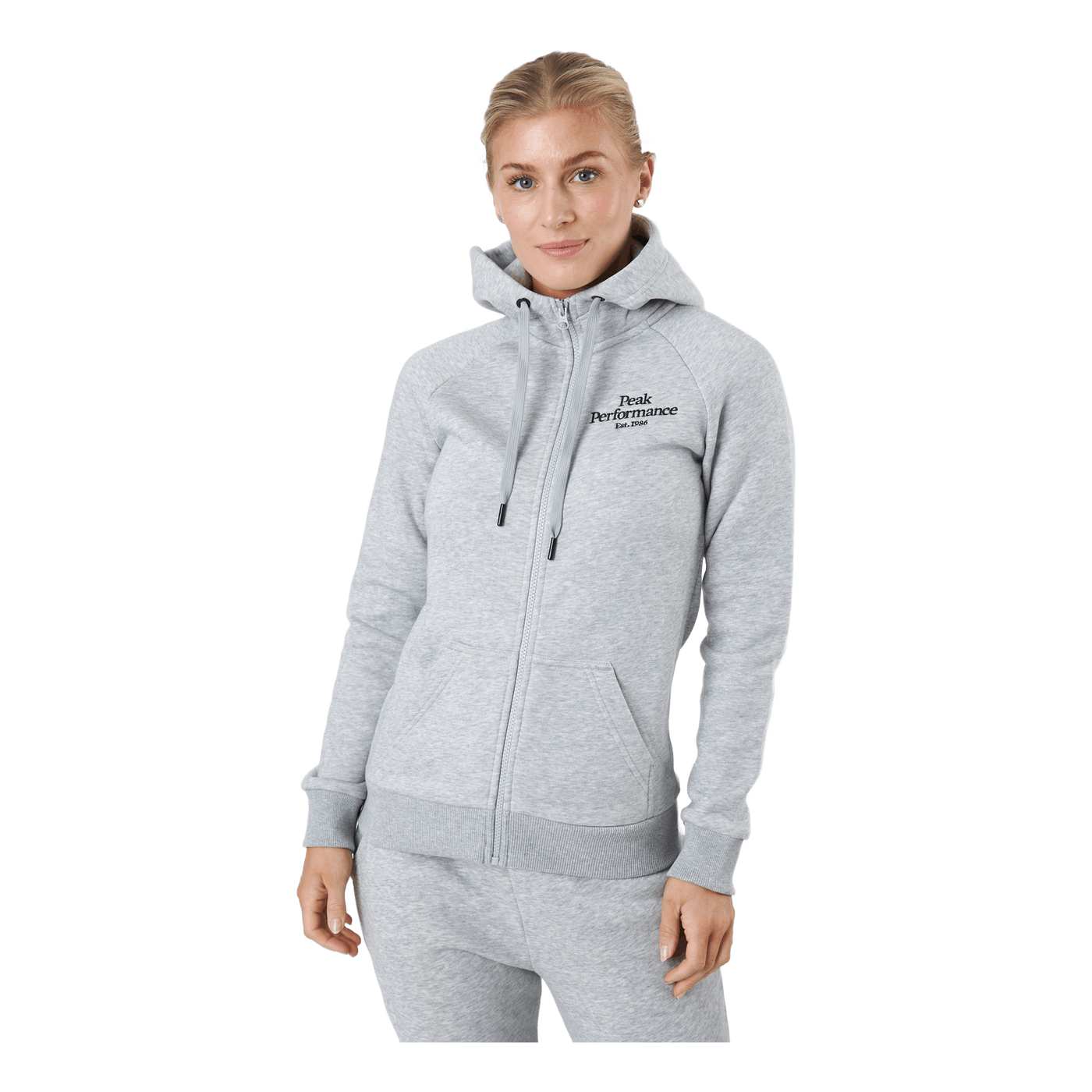 W Original Zip Hood Med Grey Melange