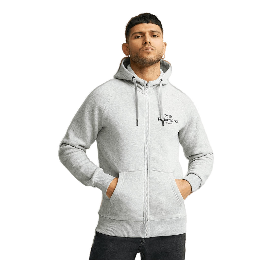 M Original Zip Hood Med Grey Melange