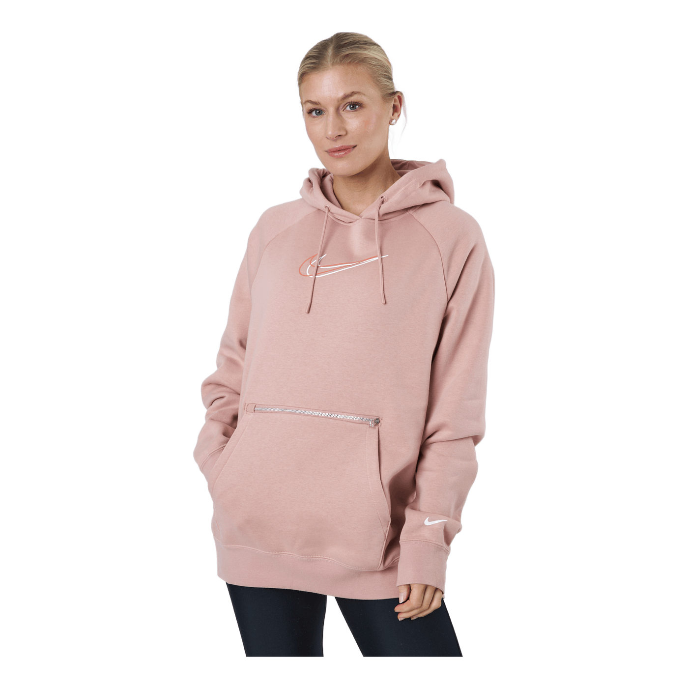 W Nsw Po Hoodie Os Bb Flc Prnt Rose Whisper/white