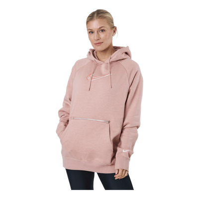 W Nsw Po Hoodie Os Bb Flc Prnt Rose Whisper/white