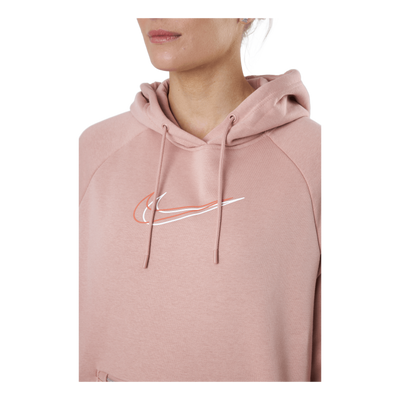 W Nsw Po Hoodie Os Bb Flc Prnt Rose Whisper/white