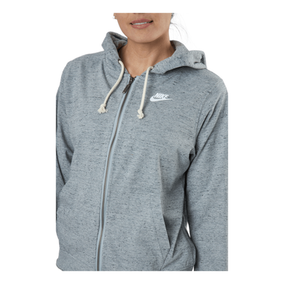 Sportswear Gym Vintage Women's Full-Zip Hoodie DK GREY HEATHER/WHITE