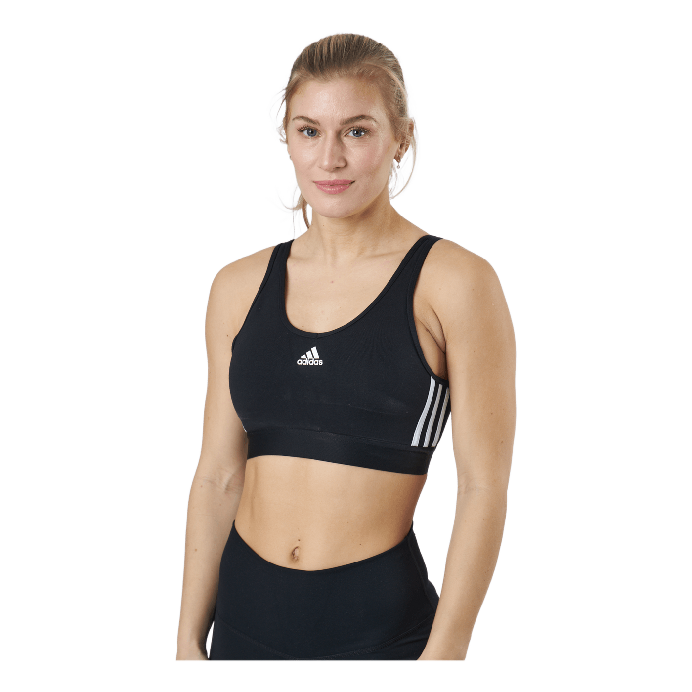 Essentials 3-Stripes Crop Top With Removable Pads Black / White