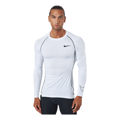 Pro Dri-FIT Men's Tight Fit Long-Sleeve Top WHITE/BLACK/BLACK