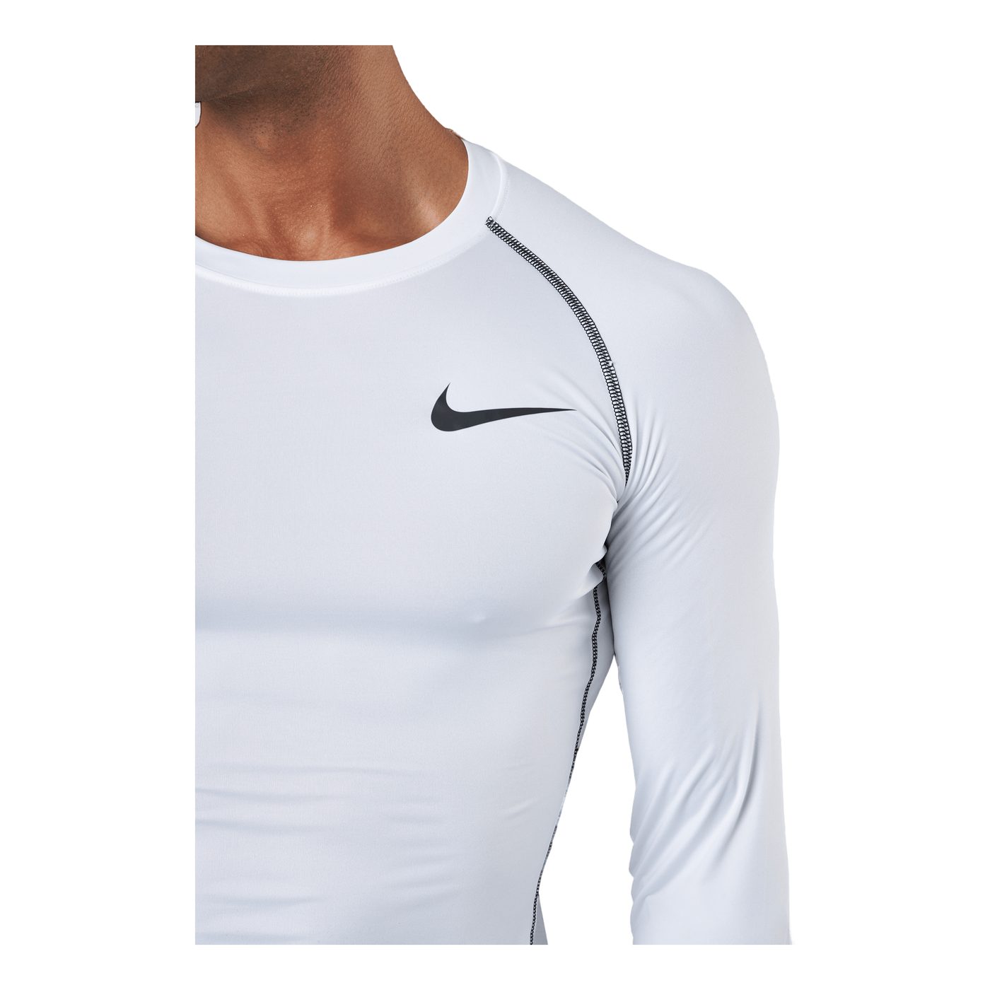 Pro Dri-FIT Men's Tight Fit Long-Sleeve Top WHITE/BLACK/BLACK