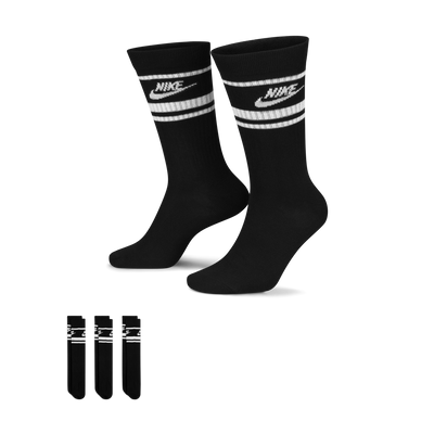 Sportswear Everyday Essential Crew Socks (3 Pairs) BLACK/WHITE