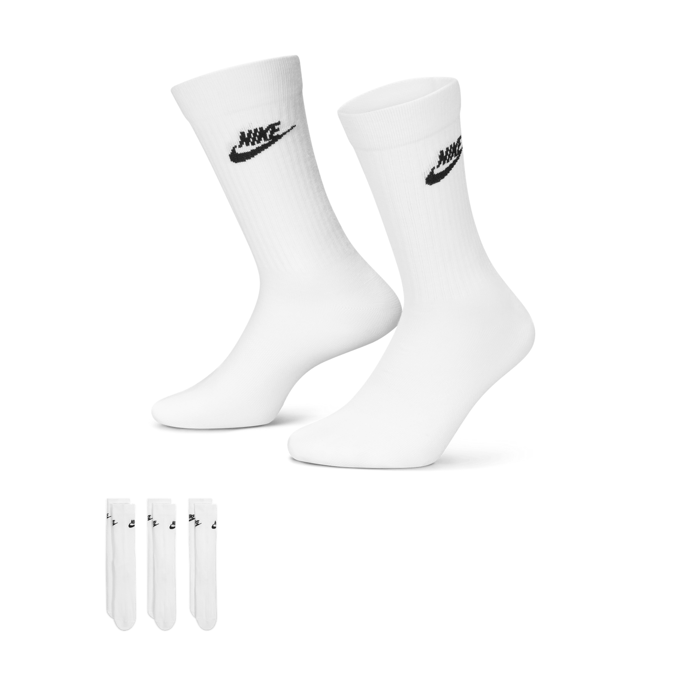 Sportswear Everyday Essential Crew Socks (3 Pairs) WHITE/BLACK