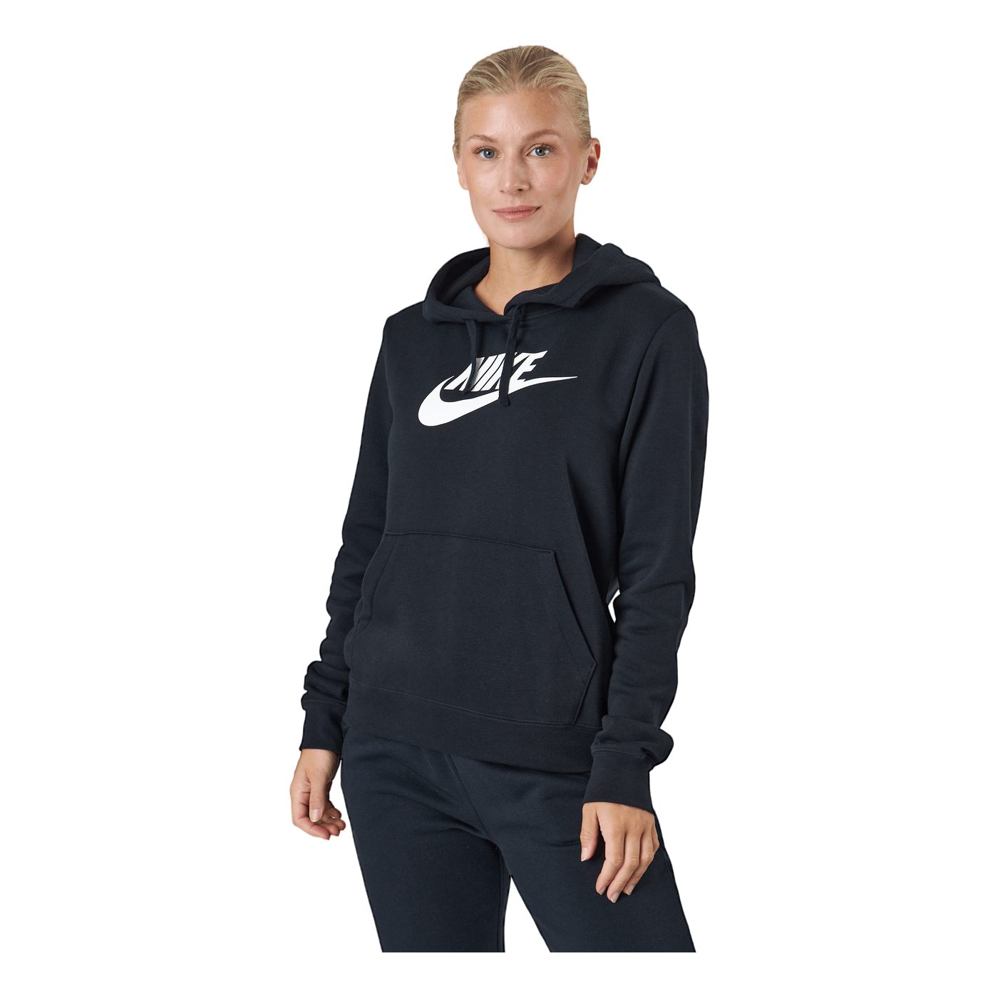 Sportswear Club Fleece Women's Logo Pullover Hoodie BLACK/WHITE