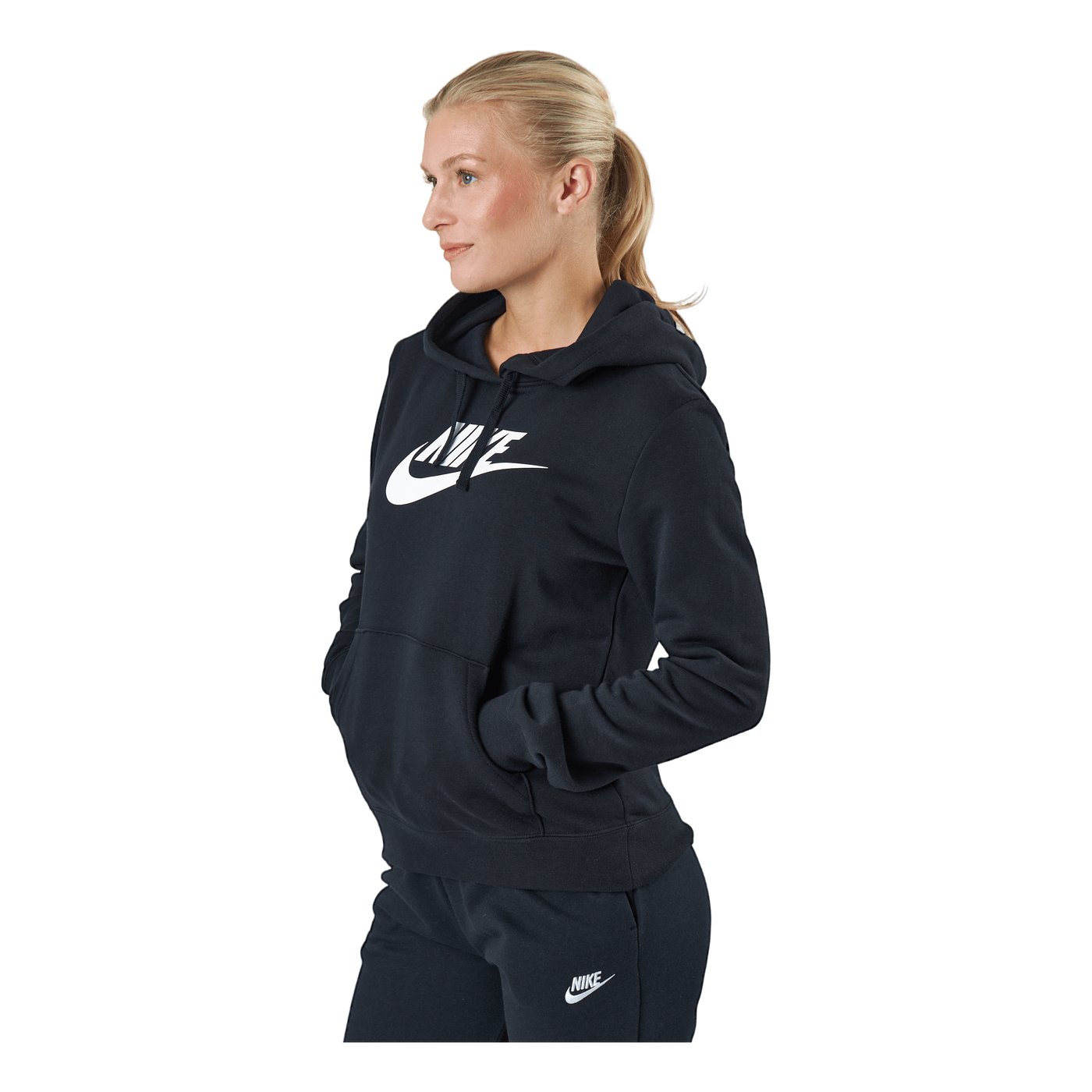 Sportswear Club Fleece Women's Logo Pullover Hoodie BLACK/WHITE