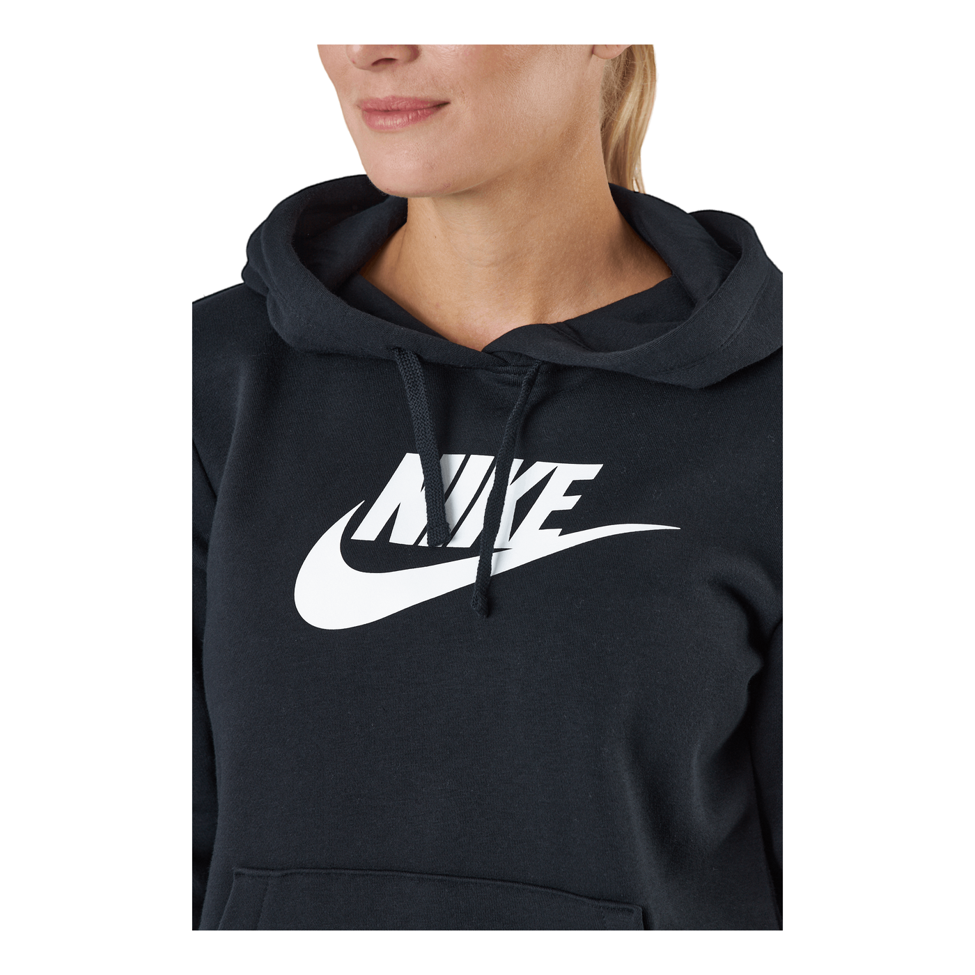 Sportswear Club Fleece Women's Logo Pullover Hoodie BLACK/WHITE