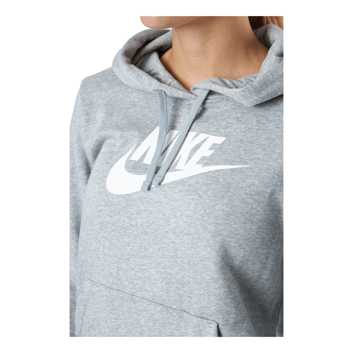 Sportswear Club Fleece Women's Logo Pullover Hoodie DK GREY HEATHER/WHITE