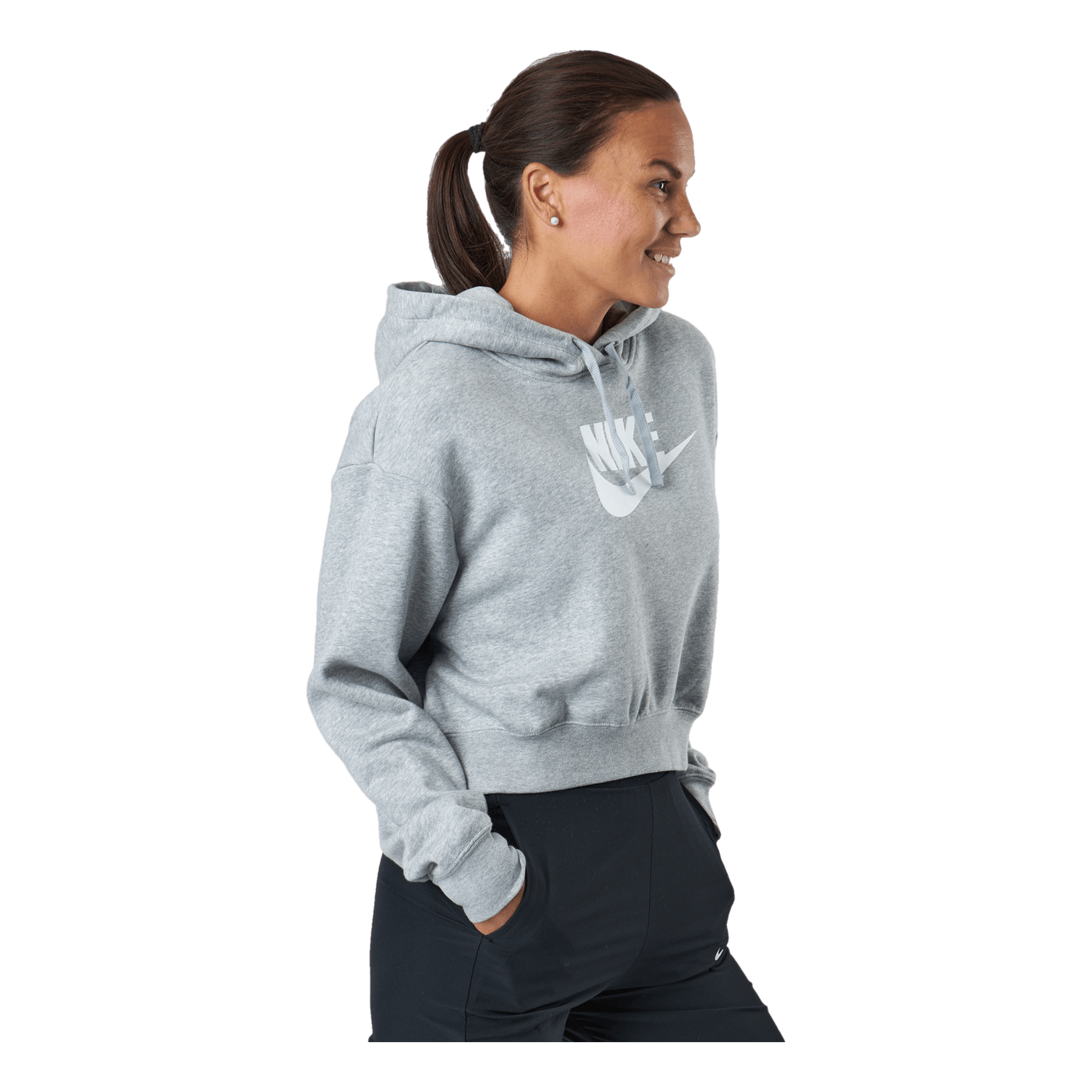 Sportswear Club Fleece Women's Cropped Hoodie DK GREY HEATHER/WHITE