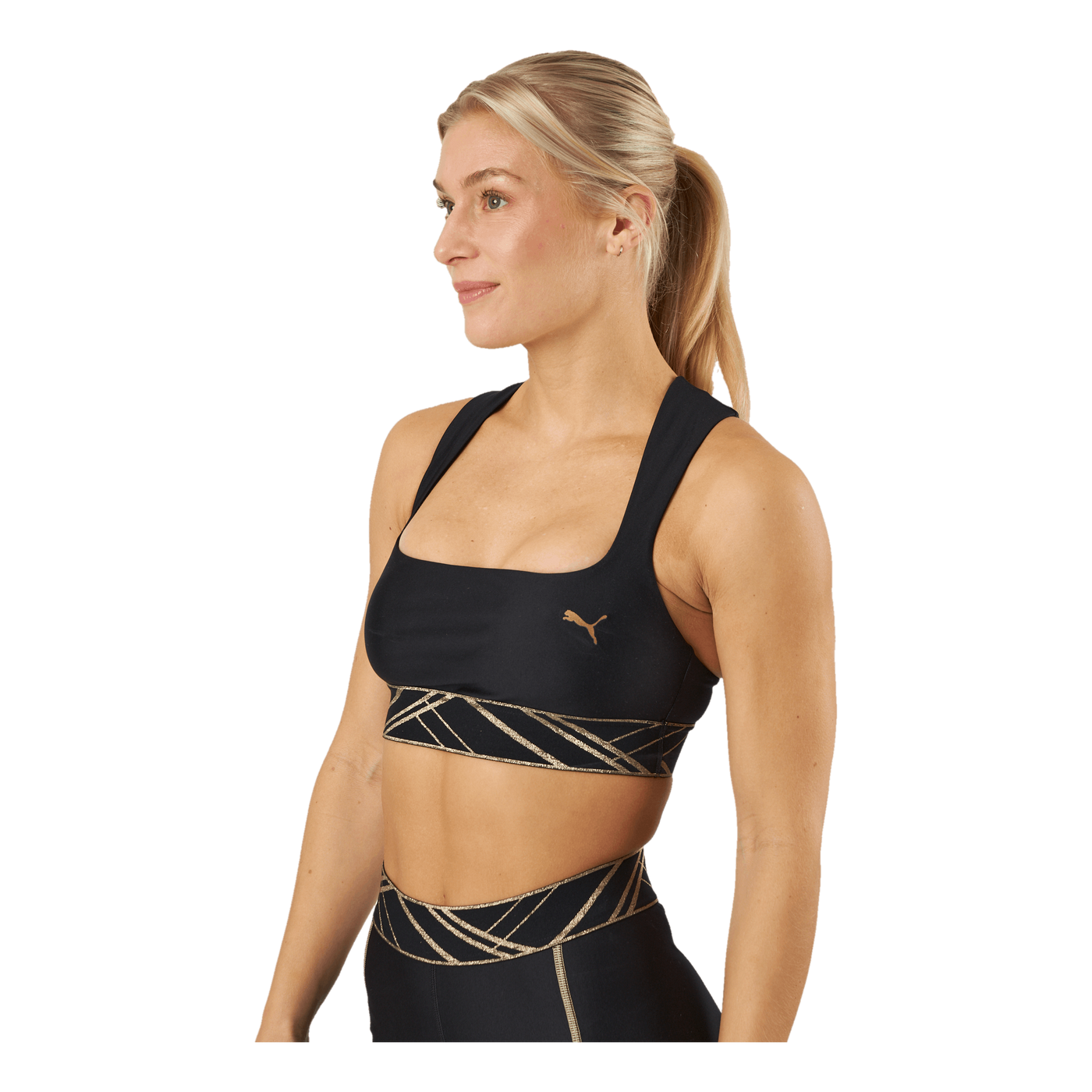 Mid Impact Deco Glam Bra Puma Black-deco Glam