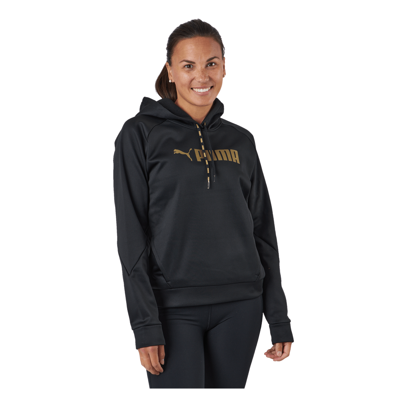 Puma Fit Tech Knit Po Hoodie Puma Black metallic Gold