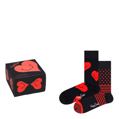 2-pack I Heart You Socks Gift  Black/multi