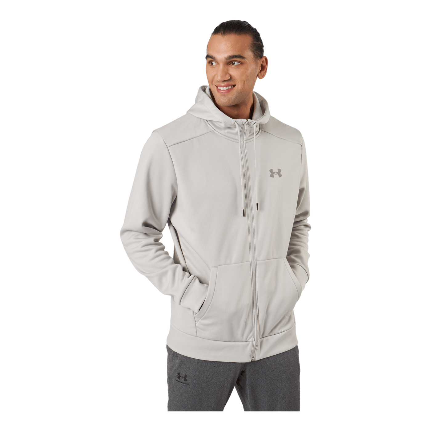 Ua Armour Fleece Fz Hoodie Ghost Gray