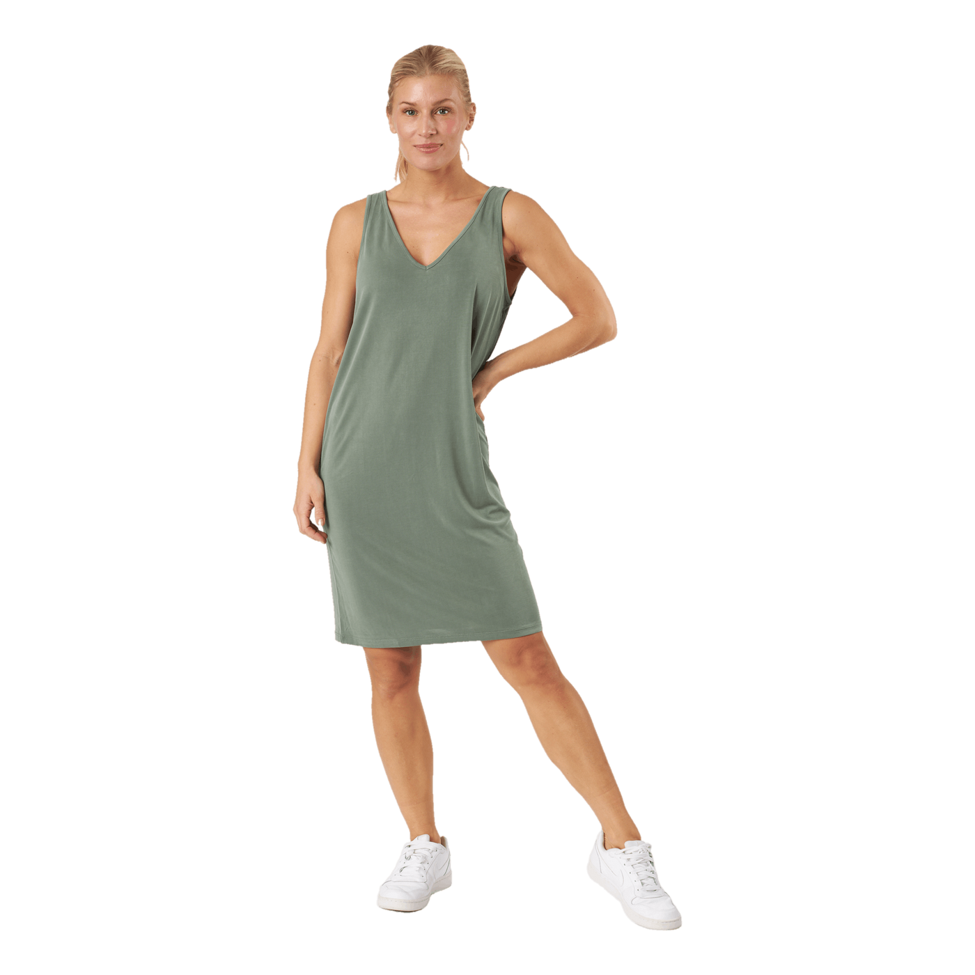 Vmfilli V-neck Sl Knee Dress N Laurel Wreath