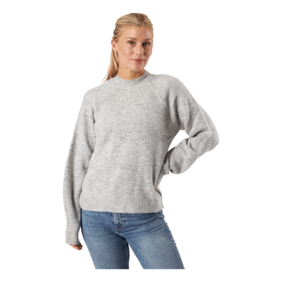 Vmpeppy Pearl Ls Highneck Blou Light Grey Melange