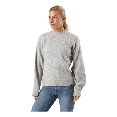 Vmpeppy Pearl Ls Highneck Blou Light Grey Melange