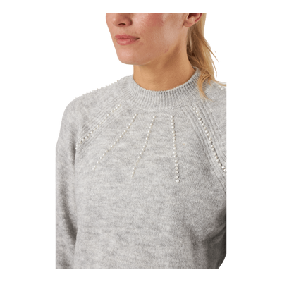 Vmpeppy Pearl Ls Highneck Blou Light Grey Melange